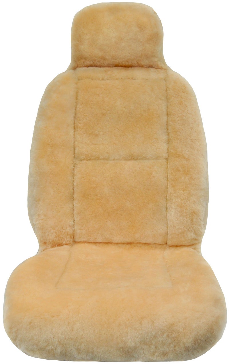 Eurow Australian Merino Sheepskin Car Seat Cover, Plush Universal Fit for Most Vehicles, Summer Cool & Winter Warm, Side Airbag Safe, Easy Installation, 56 x 23 Inches, Single Seat, Beige - Image 2